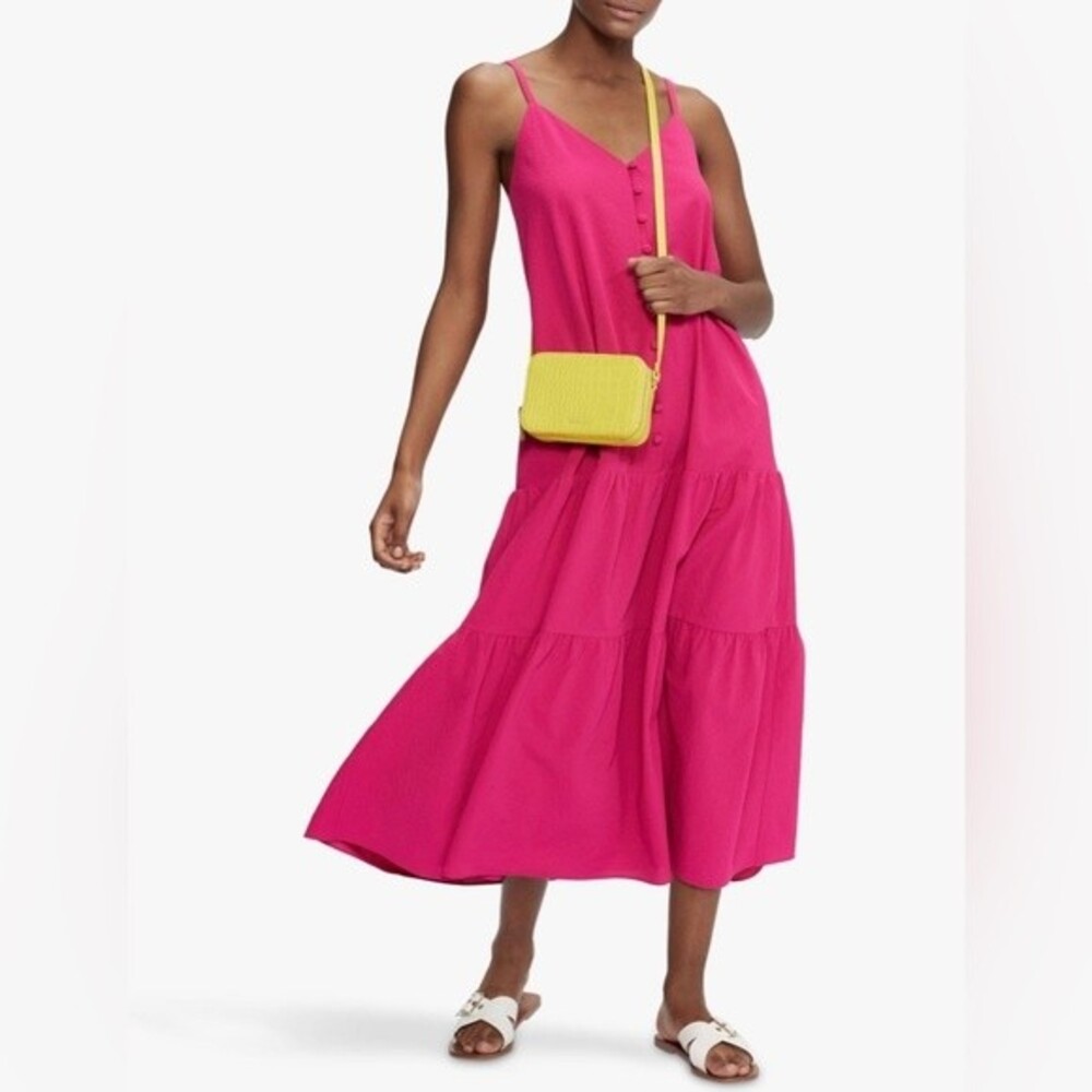 NWT Ted Baker London Luann Button Through Cami Dress. Tiered. Oversized.  Pink.